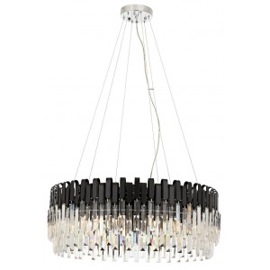 METAL and CRYSTAL CHROME PLATING and BLACK CHANDELIER 80 CM DIAMETER LOAD: 120 CM